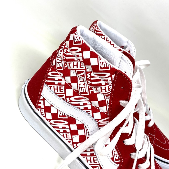 💖MEGA SALE💖VANS SK8-HI Suede Canvas Print Logo Red Women’s VN0A32QG3VB - Picture 3 of 7
